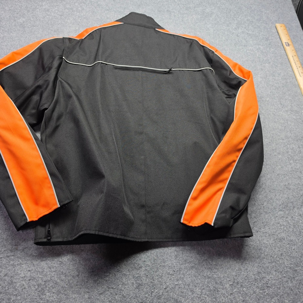 LOK Mens Motorcycle Jacket Black Orange Racing Stripe Padded Riding Coat XL
